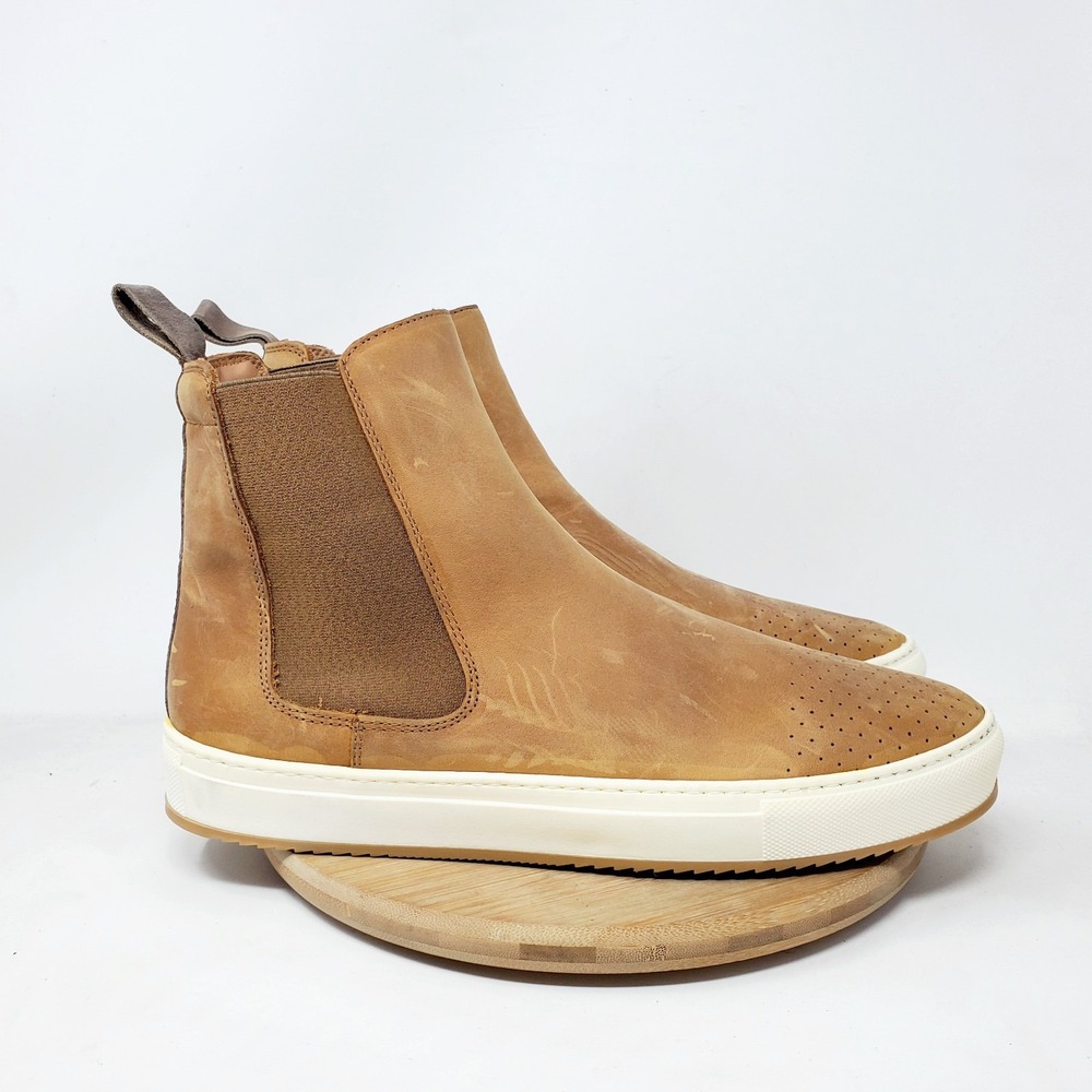 TAFT Chelsea Sneaker Boots Men 43 Honey Brown Leather Shoes